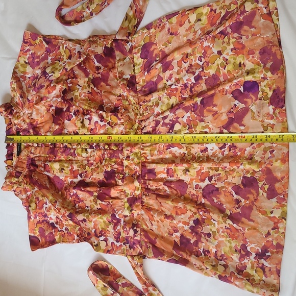 [EUC] Apt. 9 Blouse, Autumn Watercolors - Silky, Beautiful Top w/ Ruffles -Large - Picture 9 of 16